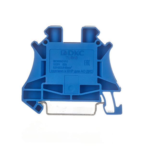Клемма проходная, винтовой зажим, 2 точки подключения, 10 кв.мм, синяя DKC TUR-10-BU фото 2