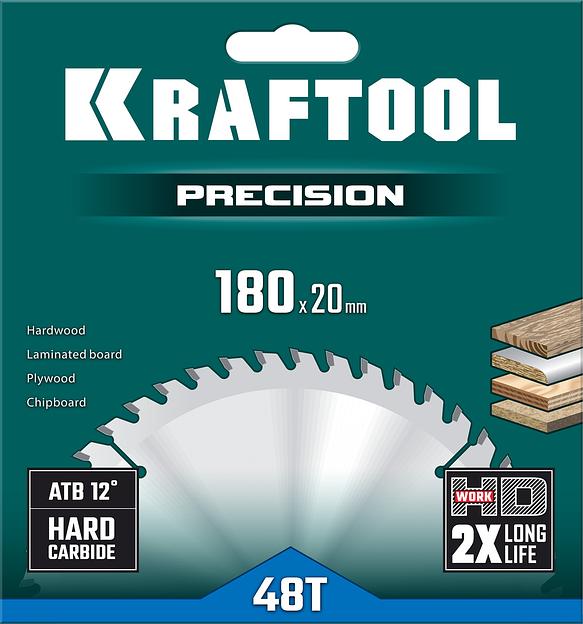 KRAFTOOL Precision, 180 х 20 мм, 48Т, пильный диск по дереву (36952-180-20) фото 5