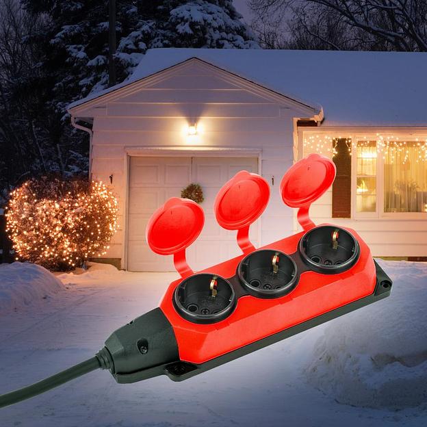 Удлинитель силовой UK-3e-3x1,5-20m-IP44(KG) с заземлением 3 розетки каучук 20м КГ 3х1,5мм2 IP44 фото 8