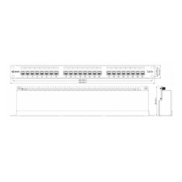 Коммутационная панель SNR, 19" экранированная, 1U, 24 порта, cat.6, горизонтальная заделка фото 4
