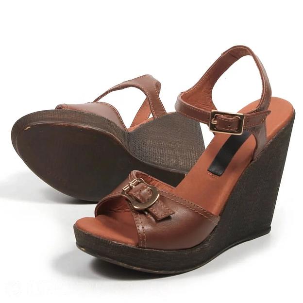Босоножки женские из натуральной кожи на танкетке р-р.34, арт.МТ444 коричневый ОПТ фото 3