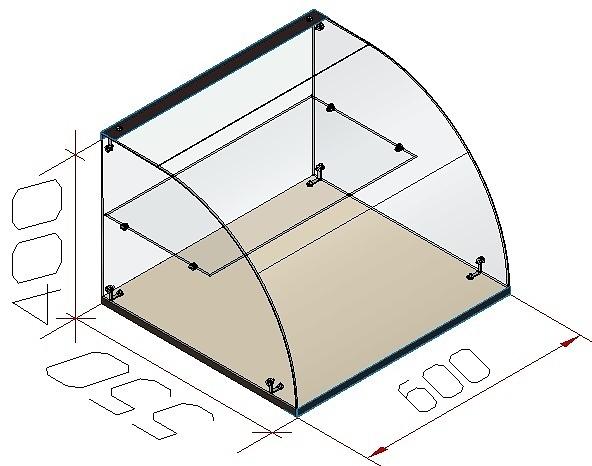 Настольная нейтральная кондитерская витрина 1 полка гнутый фасад фото 1