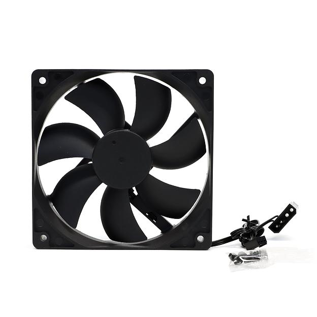 Вентилятор BaseTech, 120мм, 1500rpm, 3-pin+Molex, черный, Bulk, 45CFM, 18дБ (BT-F120X25-3PB) фото 3