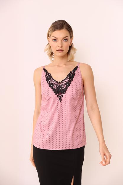 Топ с кружевом, розовый, опт фото 1