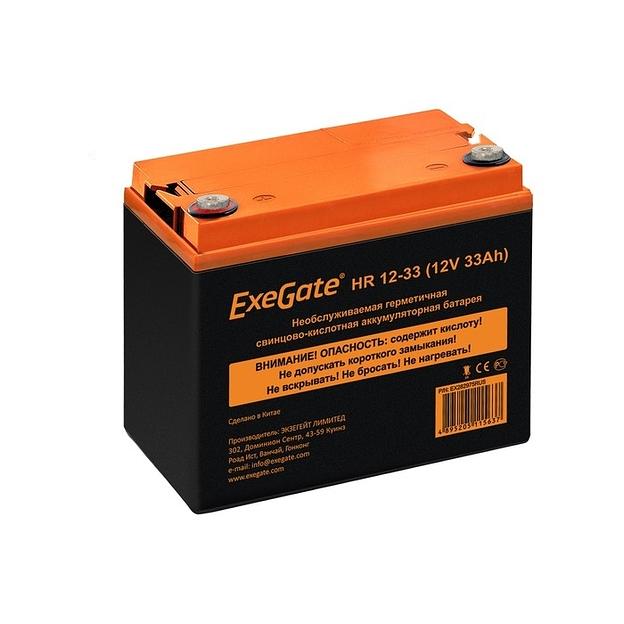 Exegate EX282975RUS Аккумуляторная батарея ExeGate HR 12-33 (12V 33Ah, под болт М6) фото 1