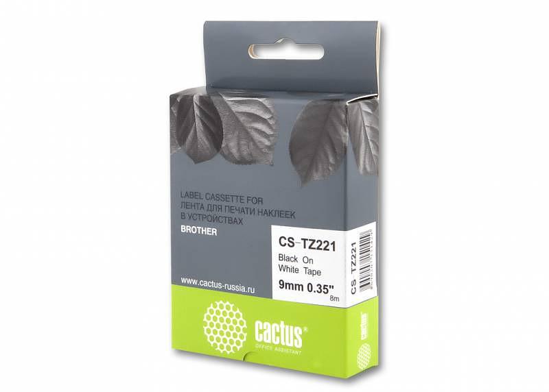 Картридж ленточный Cactus CS-TZ221 TZe-221 черный для Brother 1010/1280/1280VP/2700VP фото 1