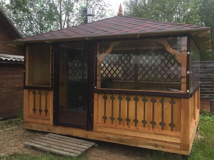 Беседка «Скандинавия» 3х4 метра + казан-мангал + мягкие окна фото 1