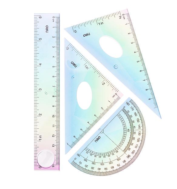 Набор линеек Deli EH652 пластик дл.15см ассорти компл.:лин 15см/2 угольн/трансп пластиковый пакет с европодв. фото 1