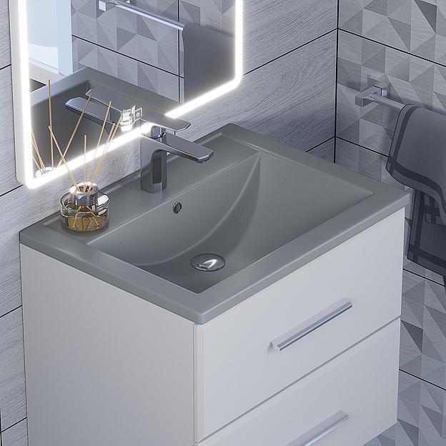 Раковина кварцевая для ванной Uperwood Foster Quartz 60 см, серая матовая, бетон фото 1