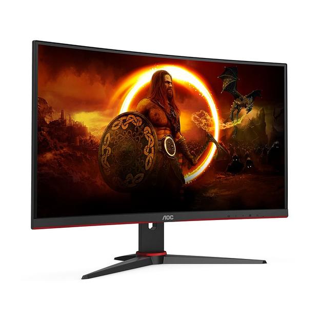 Монитор 23,6'' AOC C24G2AE 1500R Curved 1920x1080 165Гц VA WLED 16:9 1ms VGA 2*HDMI DP 3000:1 80M:1 178/178 250cd Speakers HAS Swivel Tilt Black/Red (C24G2AE/BK) фото 1