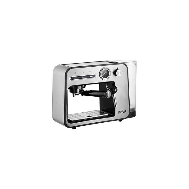Кофеварка KitFort КТ-7515, рожковая, серебристый фото 1