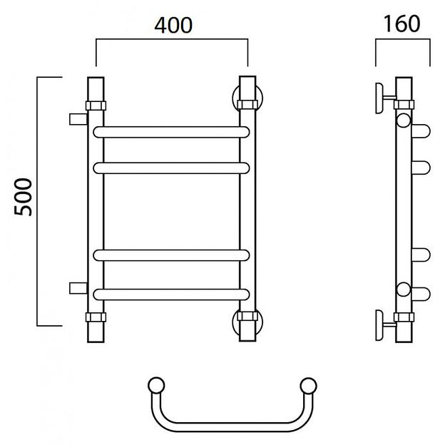 Полотенцесушитель водяной Роснерж Скоба L102011 50x40 с боковым подключением 400 групповой фото 2