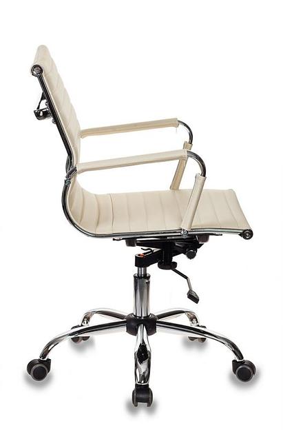 Кресло руководителя Бюрократ CH-883-LOW слоновая кость искусственная кожа низк.спин. крестовина металл хром фото 3