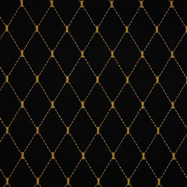 Алькантара трипл чёрный, ромб, нить жёлтая / стежка опт фото 1