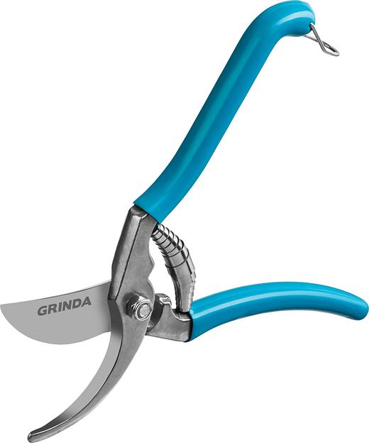 GRINDA P-10, 210 мм, цельнокованые лезвия, стальные рукоятки, покрытие ПВХ, плоскостной секатор, PROLine (423410) фото 4