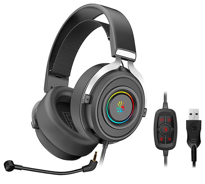 Наушники с микрофоном A4Tech Bloody G535 черный/серебристый 2м мониторные USB оголовье (G535) фото 5