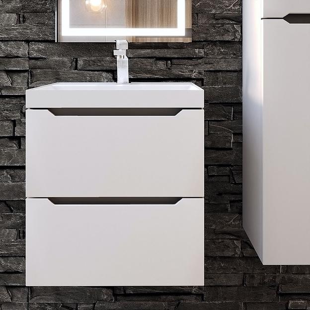 Тумба с раковиной для ванной Uperwood Tanos New 50 см, подвесная, белая/графит фото 1