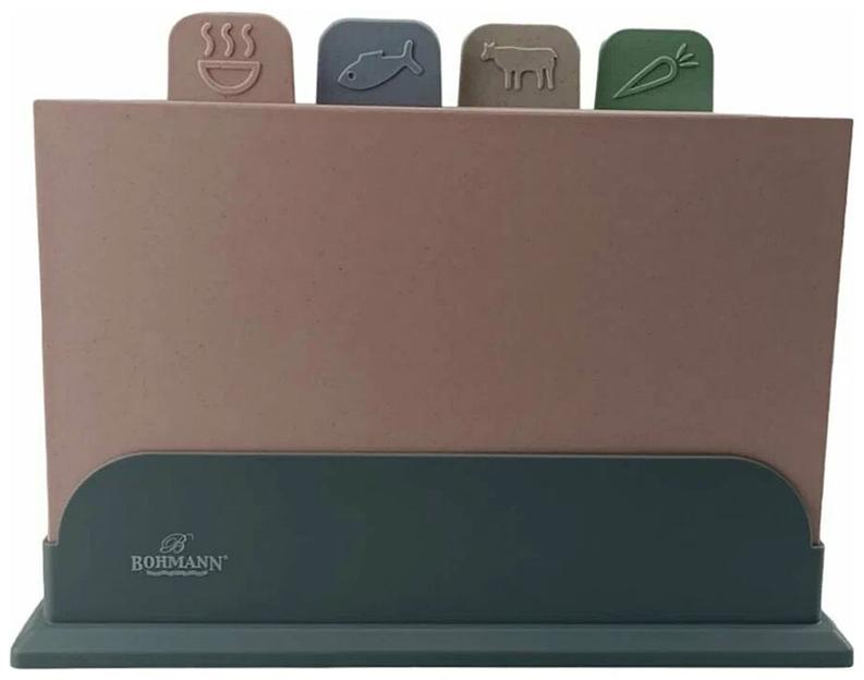 Набор разделочных досок 4 шт Bohmann на подставке, арт.BH-02528 ОПТ фото 1