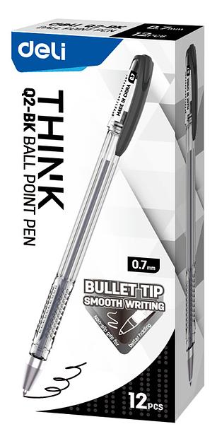 Ручка шариковая Deli EQ2-BK Think 0.7мм прозрачный/черный черные чернила (1 шт) фото 1