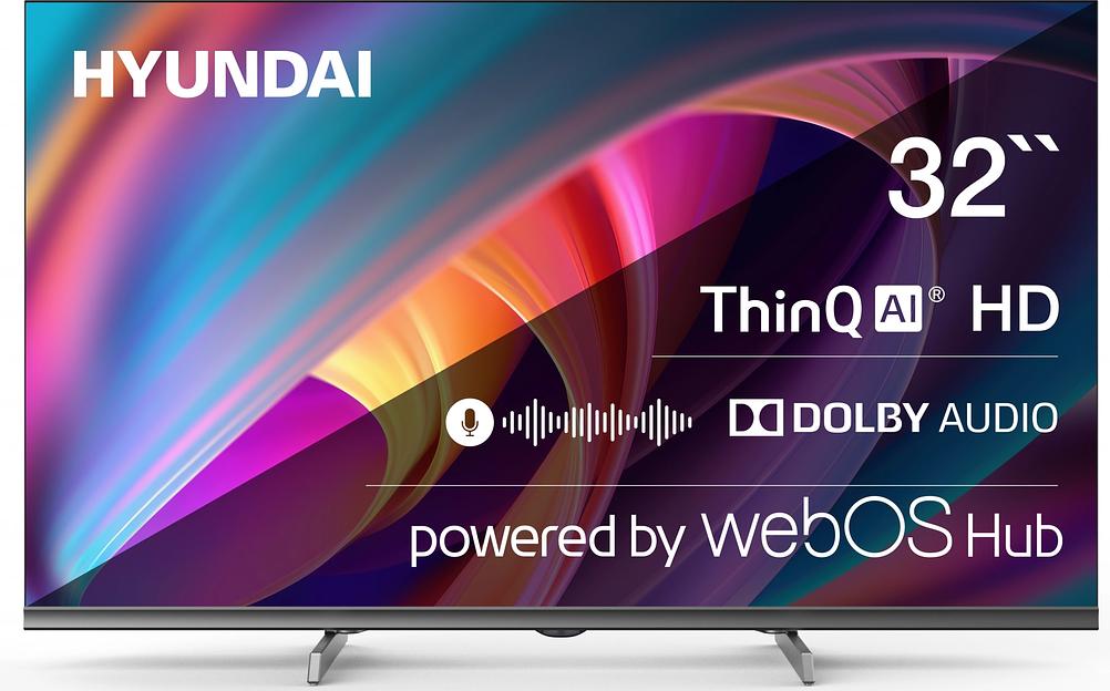 Телевизор LED Hyundai 32" H-LED32BS5100 WebOS Frameless Metal черный/серый HD 60Hz DVB-T DVB-T2 DVB-C DVB-S DVB-S2 USB WiFi Smart TV фото 1