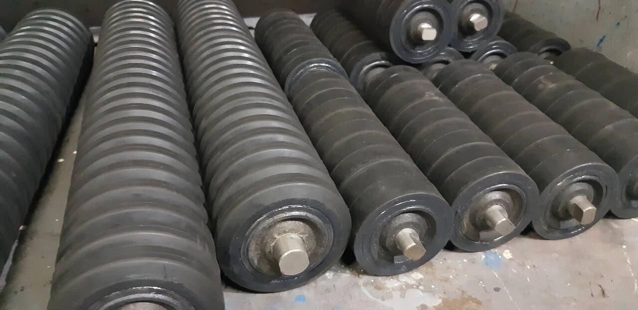 Амортизирующие конвейерные ролики диаметром 160 мм, профиль трапецеидальный фото 1