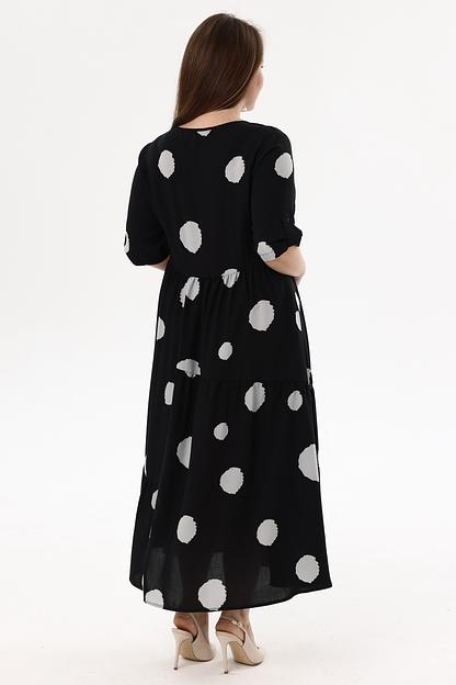 Платье штапель  6079/01/Черный, серый  фото 2