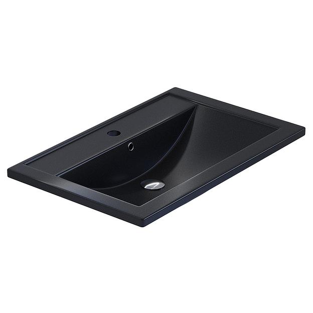 Раковина кварцевая для ванной Uperwood Foster Quartz 70 см, черная матовая, космос фото 4