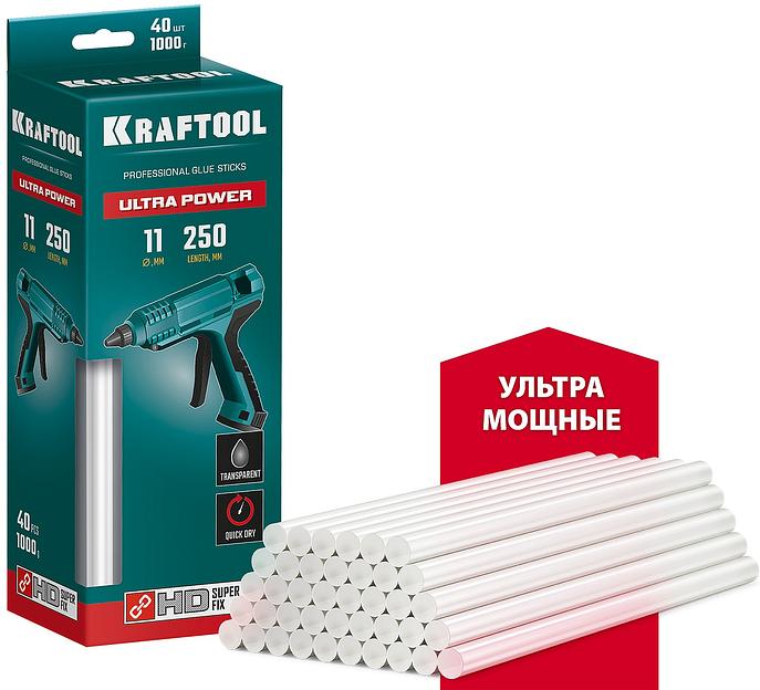 KRAFTOOL Ultra Power, 11 х 250 мм, 40 шт, ультрамощные, прозрачные, клеевые стержни (06848-40) фото 1
