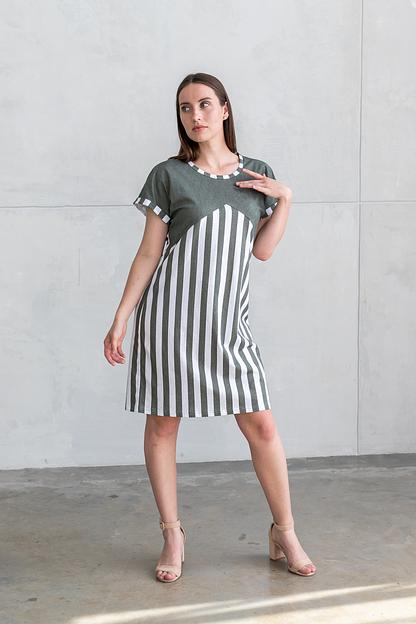 Платье женское летнее с декоративной кокеткой контрастного цвета Магия сна, модель П-22 ОПТ фото 3