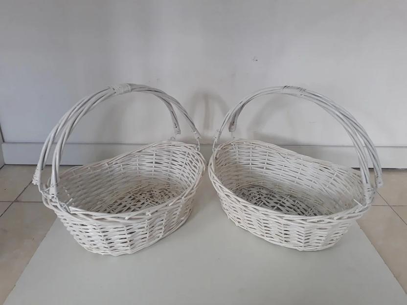 Белая плетенная подарочная корзина для фруктов, шампанского, конфет, размер 43 см ОПТ фото 5