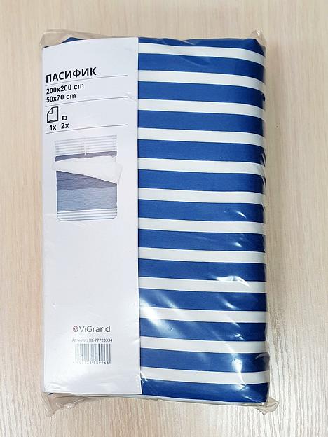 Пододеяльник евро, 2 наволочки ПАСИФИК (ИКЕА ПАЦИФИК) 200x200/50x70, голубой, сатин, лиоцелл KL-77720334 фото 3