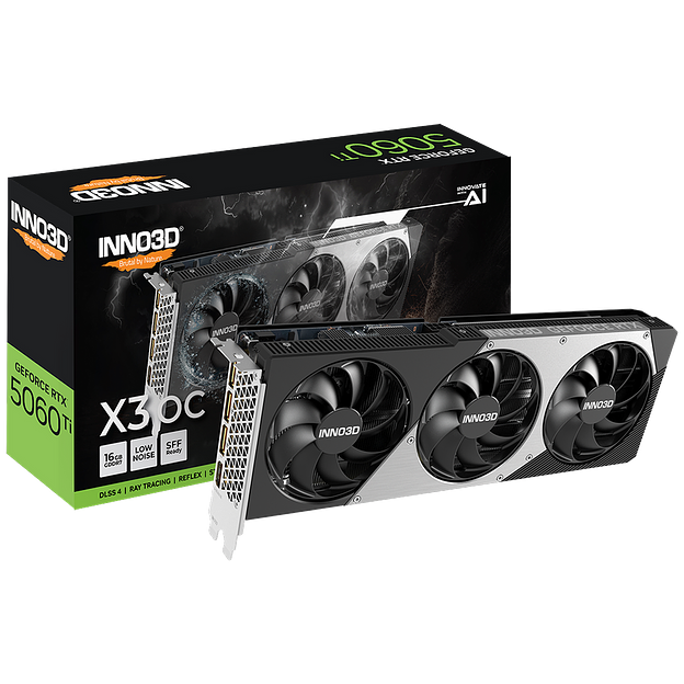 Видеокарта INNO3D RTX5060Ti ХЗ ОС 16GB GDDR7 128bit 3xDP HDMI 3FAN RTL фото 1