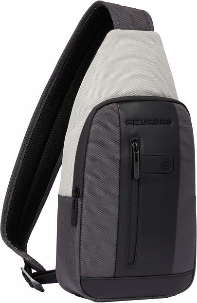 Рюкзак слинг мужской Piquadro Brief2 Special CA4536BR2S/GRN серый/черный нейлон/натур.кожа фото 2