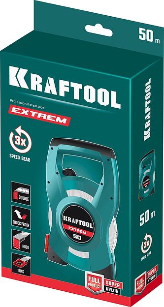 KRAFTOOL 50 м, геодезическая стальная мерная лента (34185-50) фото 9