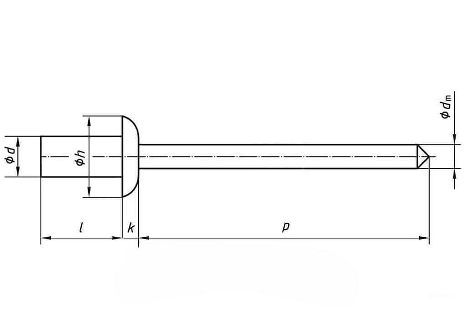 Заклепка вытяжная глухая со стандартным бортиком AL/ST (алюминий\сталь) ОПТ фото 2