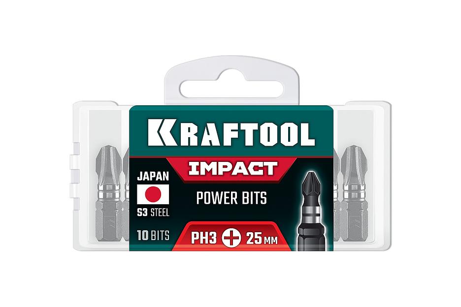 KRAFTOOL Impact PH 3, 25 мм, 10 шт, ударные биты (26191-3-25-S10) фото 2