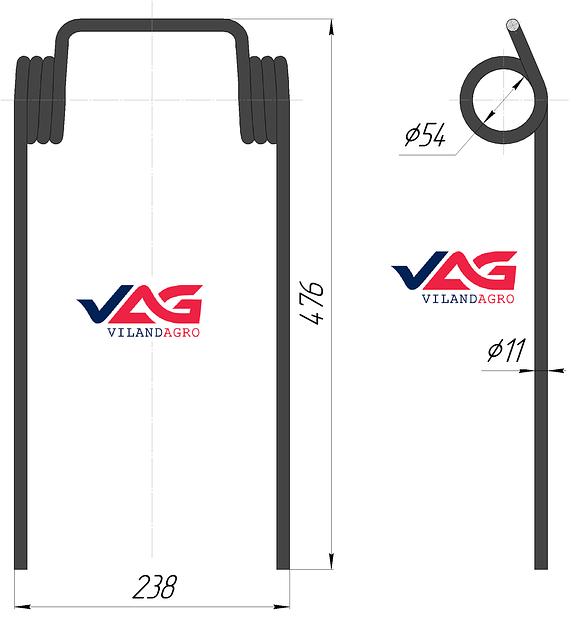 Зуб пружинный на культиватор и борону пружинную N236890 ОПТ фото 2