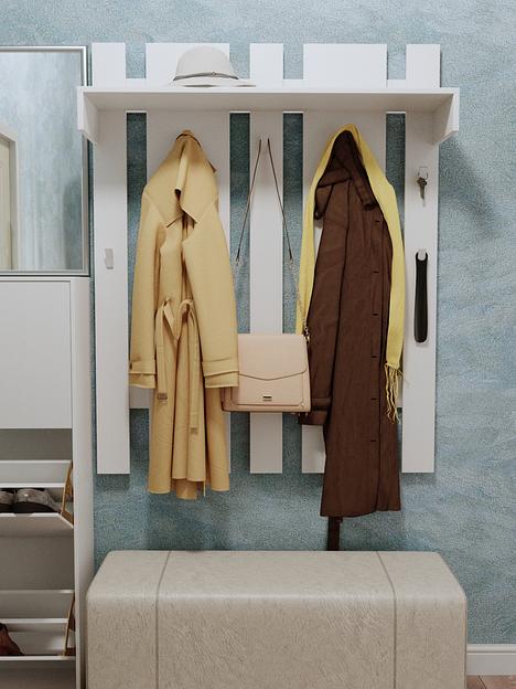 Вешалка настенная Wood&Stone «Малави» белая 104×28.2×130 см фото 1