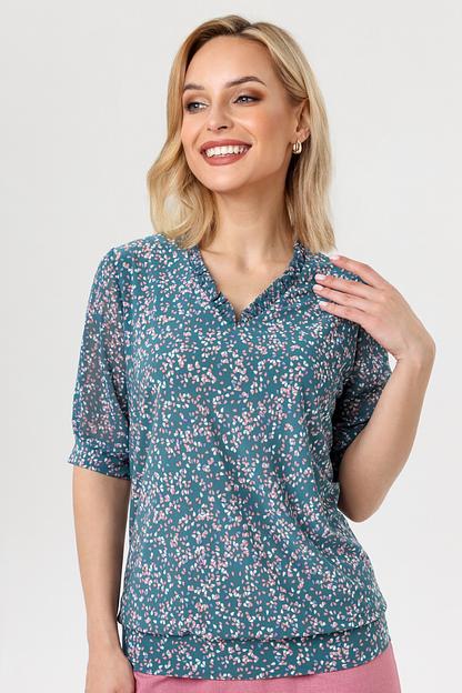 Блузка женская 7015-22/03/Зеленый, розовый фото 1