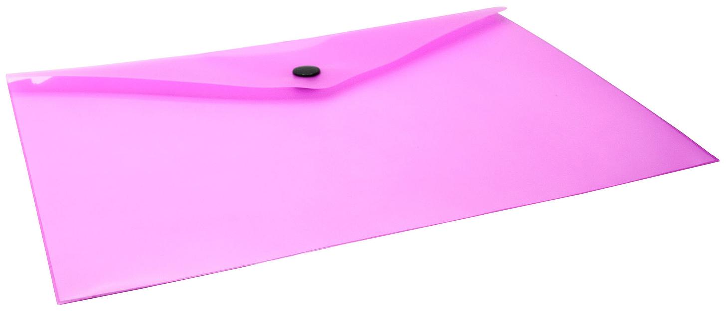 Конверт на кнопке Бюрократ Double Neon DNEPK804A5PINK A5 пластик 0.18мм розовый фото 2