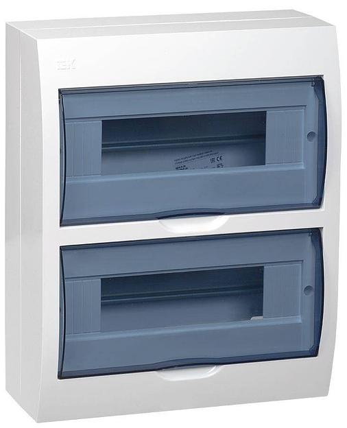 Щит распределительный навесной ЩРн-П-24 IP41 пластиковый белый прозрачная дверь фото 1