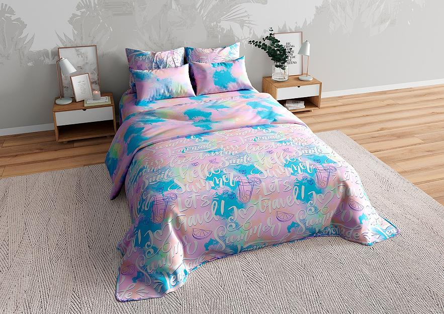 Ткань хлопковая перкаль набивной «Акварельные шрифты» с обработкой анти-пиллинг 2.2×33 м фото 1