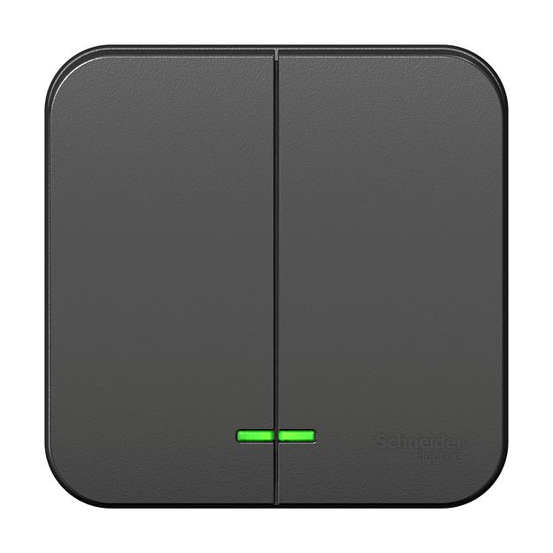 Выключатель BLANCA двухклавишный наружный (схема 5) с подсветкой и изоляционной пластиной 10а 250b антрацит фото 4