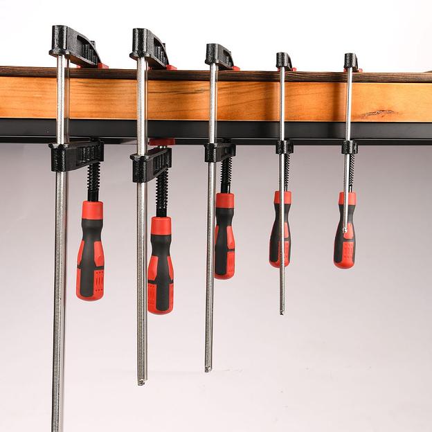 Струбцина F-образная усиленная Deli DL111280Z 800x120 мм, макс. усилие зажима 3500N, резьба 16мм фото 5