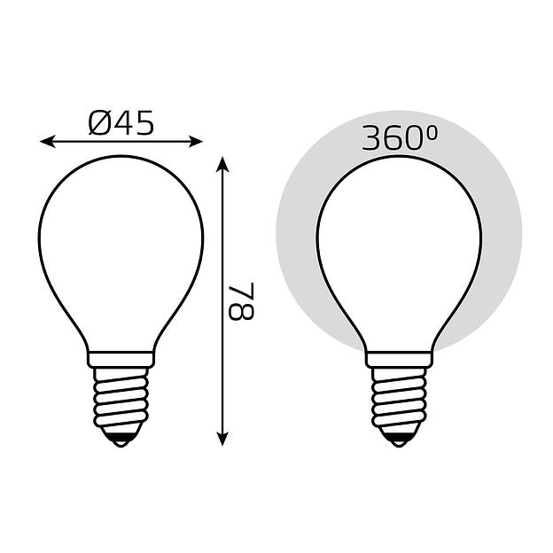 Лампа светодиодная Gauss Filament 105201109 9Вт цок.:E14 шар 220B 3000K св.свеч.бел.теп. (упак.:10шт) фото 7