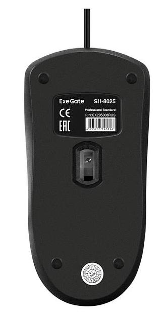 Exegate EX295306RUS Мышь ExeGate Professional Standard SH-8025 (USB, оптическая, 1000dpi, 3 кнопки и колесо прокрутки, длина кабеля 1,5м, черная, Color Box) фото 4