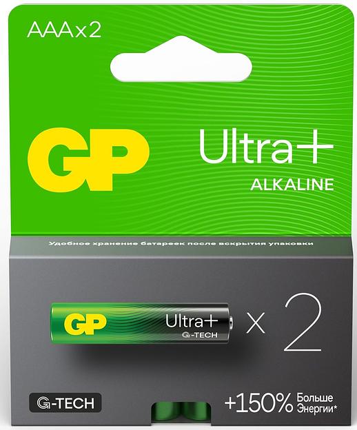 Батарея GP Ultra Plus Alkaline 24AUPA21-2CRSB2 AAA (2шт) блистер фото 1
