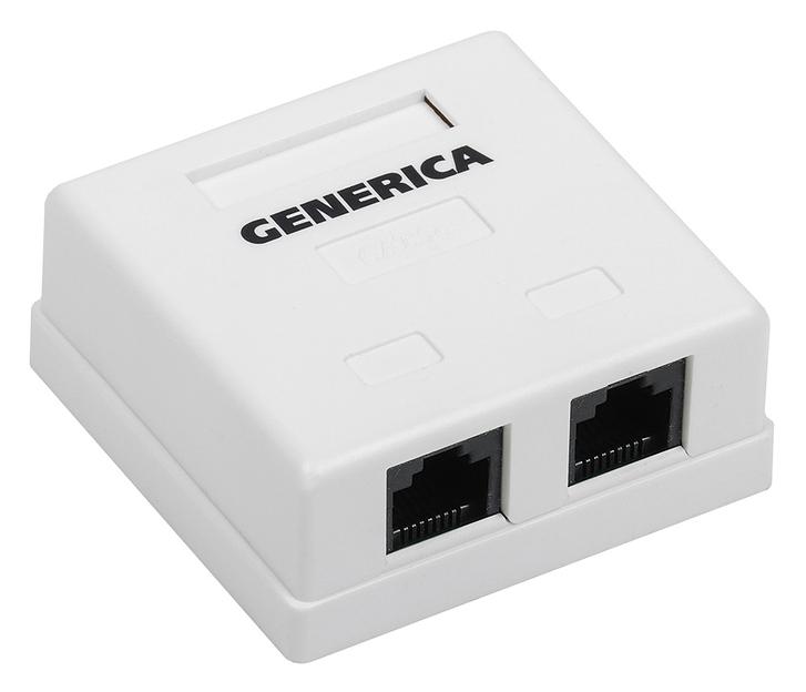 Розетка ITK GENERICA CS2-1C5EU-22-G настенная 62x59.6x26.5мм RJ45 ABS белый фото 1
