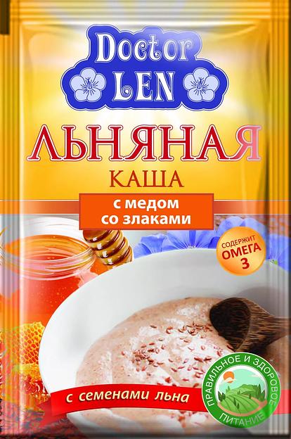 Льняная каша «Doctor Len» м/п со злаками и медом, 35 г ОПТ фото 1