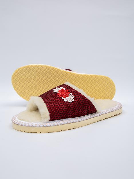 Тапочки женские домашние открытые с плетеным кружевом в виде цветов сбоку Anna опт фото 3